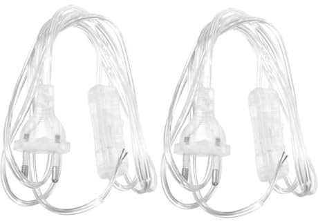 SOPOTUTU Cordon D'alimentation Lampe Interrupteur Transparent 1,8 m Prise Électrique Eu Ac220 v Câble Léger Flexible Pour Lampe De Bureau Suspendre Lot De 2 Pièces