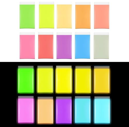 Canollo Leuchtender Epoxidharz Farbe Pigment, 10 Farben Dunkeln Leuchtendes Pigmentpulver, Epoxidharz Leuchtpulver Farbpigment, Leuchtpulver Set für Nail Art, Malen, Schleim, Acrylfarbe, DIY Basteln