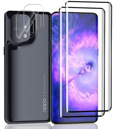 Yiunssy Verre Trempé pour OPPO Find X5 Pro et Caméra Arrière Protecteur 2+2 Pièces, 9H Dureté, Sans Bulles, Anti Rayures, Film Protection écran pour OPPO Find X5 Pro