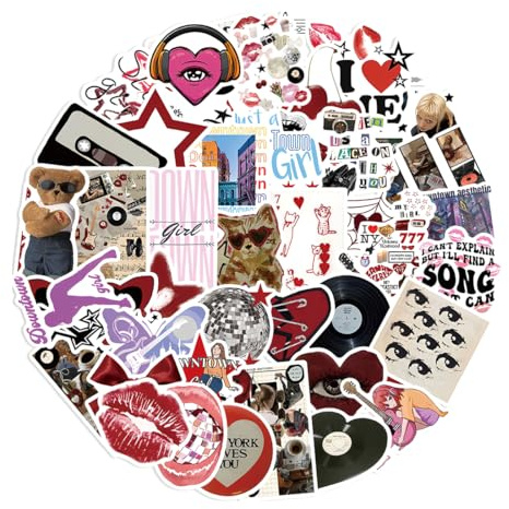 Reccisokz 50 Stück y2k Sticker,Vinyl Niedliche Cartoon Aufkleber,Für Laptop,Gepäck Auto,Telefon Scrapbook,Wasserdicht,Ästhetische Funny Sticker für Kinder Erwachsene