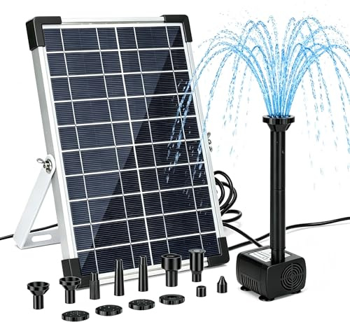 Solar Water Pump for Garden Water Feature, 500L/H Solar Pond Fountain Pump | 2m Lift Solar Pond Pump for Bird Bath,Small Pond, Fish Tank , Water Shortage Protection, Multi-Layer Filter,4 Spray Nozzles