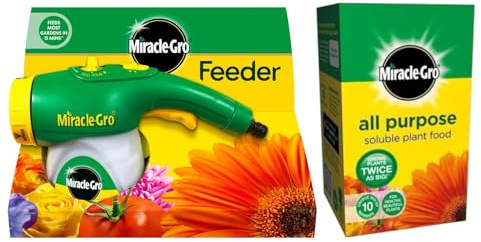 Miracle-Gro Feeder Hose-End Dispenser with Soluble Plant Food 500g Feed While Watering, All Purpose Fertiliser for Indoor Outdoor Plants Flowers Vegetables Lawns Promotes Bigger Growth Greener Leaves