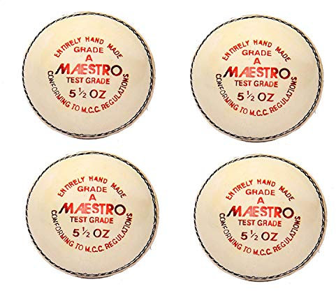 CW Maestro Cricket-Bälle, Weiß, 4 Stück, wasserfest, Alaun gegerbtes Leder, Gewicht 156 g