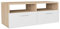vidaXL Mobile TV Armadio basso centro di intrattenimento mobile multimediale soggiorno casa interno truciolare 95x35x36 cm rovere e bianco