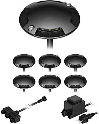 ledscom.de LED Boden-Aufbau-Leuchte Bunda, 4-flammig, schwarz für außen, befahrbar, warm-weiß, 7er Set