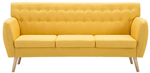 Tidyard 3-Sitzer-Sofa Stoffsofa Polstersofa Loungesofa, Stoffbezug, 172 x 70 x 82 cm, Gelb
