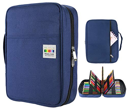 YOUSHARES Große Federmappe Federmäppchen mit 220 Fächern, 145 Slots Gel Pens für Mäppchen Aesthetic Etui, Schlampermäppchen Handy Multilayer Color Pencil Case für Gel Pens, Pencils (Marineblau)
