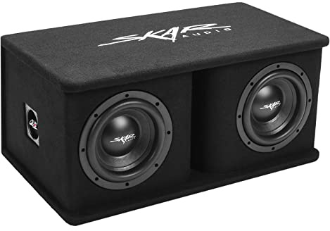 Skar Audio Doble Caja de subwoofer ventilada de 8 Pulgadas y 1400 W con Carga SDR Series | SDR-2X8D4
