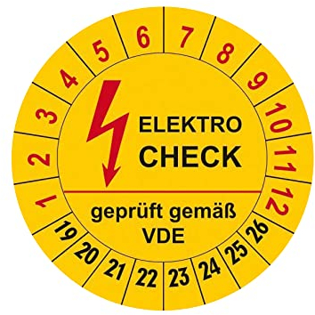 Elektro Aufkleber Hinweise Folienaufkleber auf Rolle (50, Elektro-Check 30mm)