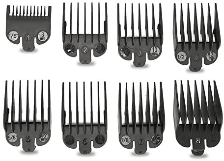 Sonew 8 Stück Clipper Aufsätze, Universal Haarschneider Kamm Führungsset, Haarschneider Ersatzteile, Haarstyling Limit Kammzubehör für Meisten Haarschneidemaschinen