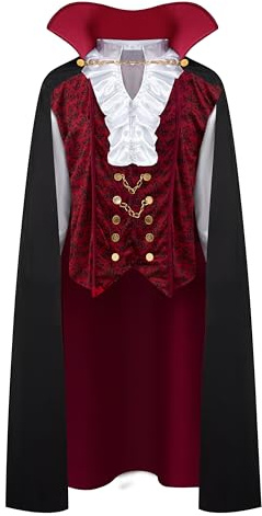Spooktacular Creations - Vampir Kostüm Erwachsene, halloween kostüm vampir, Renaissance Mittelalterliche Vampir Deluxe Halloween Kostüm für Herren Rollenspiel Sins Cosplay (Small, Red)