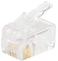 sourcing map 100 STK. Modularer Telefonstecker RJ11 Stecker, Kupferkern 4P4C, klar