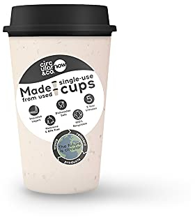 Circular Now Cup - 12oz/340ml Reusable Coffee Cup Made from Recycled Single Use Cups. (Cream & Cosmic Black)
