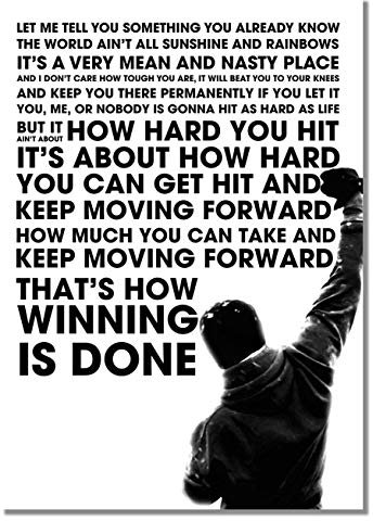 Poster Rocky Balboa Sylvester Stallone, A4, ungerahmt, Motivation, Zitat, Sport, Boxen, Foto, Inspiration, Siegerbild