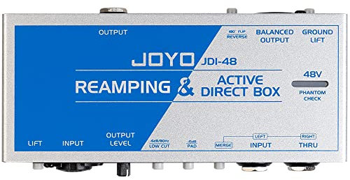 JOYO Passive Reamping & Direct Box Active Phantom Powered 2-in-1 for Guitar Bass, DI BOX Portable Recording Device with 6.35mm and XLR Input (JDI-48)