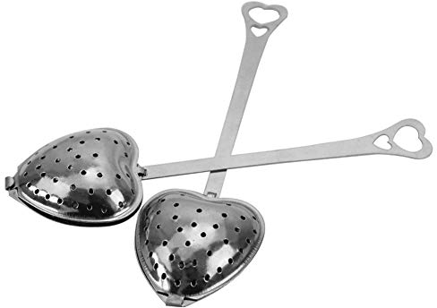 2pcs coeur en acier inoxydable infuseur à thé passoire tamis cuillère poignée de douche Pratique et pratique