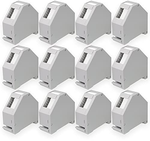 HB-DIGITAL Lot de 12 adaptateurs de rail DIN RJ45 Keystone pour rail DIN 35 mm Convient pour modules Keystone Cat.5e Cat.6/6a Cat.8 Prise réseau Ethernet LAN Câble de pose