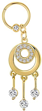 AVYRING 16G 10MM Innen Hinged Segment Clicker Ring mit Anhänger Triple CZ Chirurgenstahl Helix Knorpel Ohrpiercing Damen Bauchnabel Piercing Gold