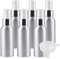 TIANZD 6 Pcs 100ml Empty Silver Aluminium Fine Mist Spray Bottle with White/Silver Metal Spray Head Refillable Travel Alu Bottles for Body Sprays, Room Fragrances, Perfumes, Hair, Garden, Funnel