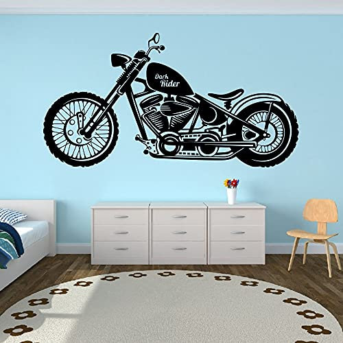 QIANGTOU Motorrad Vinyl Wandtattoo l Kindergarten Kinderzimmer Motorrad Wandaufkleber Garage Jungen Wohnkultur Dekoration Kunst Mu 54x104cm