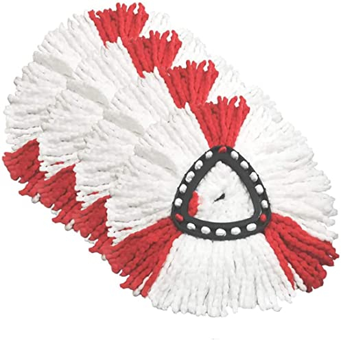 NC Cabezales de fregona compatibles con Vileda 2 en 1 Turbo Mop Cabeza de Repuesto, Microfibra, Rojo, Blanco. (Paquete de 4)