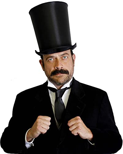 Satin Bell Top Hat – 58cm Size - Deluxe Satin Top Hat, Victorian Old School Accessory – Gothic Outfit, Steampunk Headwear Fancy Dress