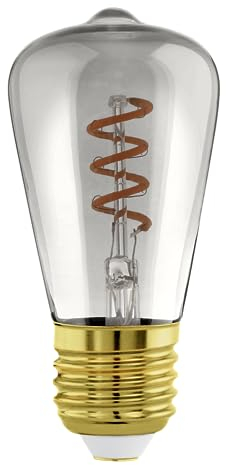 EGLO E27 Lampe dimmbar, Spiral LED Glühbirne, Vintage Deko Leuchtmittel schwarz-transparent im Retro-Design, 4 Watt, 100 Lumen, warmweiß, 2000k, Edison Birne ST48, Ø 4,8 cm