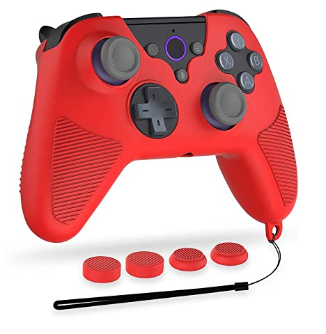 Geekria Handle Protective Cover Compatible with Luna Controller, Anti-Throw Handle Protective Silicone Cover Compatible for Luna Wireless Controller (Red)