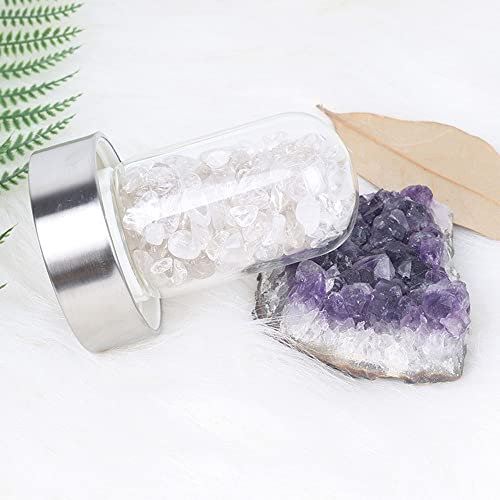 Natural Crystal Water Bottle Reusable Gem Water Bottle Crystal Energy Elixir Infused Water Bottle Quartz Crystal Wand Point Reiki Healing Crystal Glass Bottle 550Ml/18Oz ( Color : White crystal )