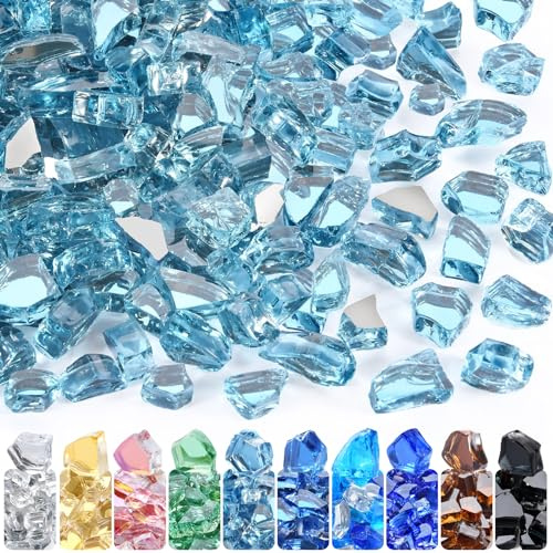 GasSaf Verre de feu trempé réfléchissant de 1,27 cm pour foyer, cheminée et table de brasero (4,5 kg) (bleu caraïbes)