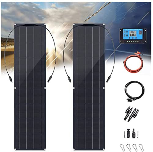 ISOLEI Kit de Panneaux solaires 100 W, 2 Panneaux solaires Flexibles 50 W, Panneaux solaires Portables, modules de Panneaux solaires monocristallins pour Voiture, Bateau, Camping-Car, Camping, toits