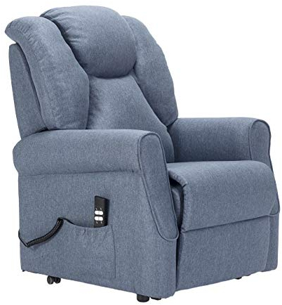 POLTRONE ITALIA Angela 2 Motoren fernsehsessel mit aufstehhilfe elektrisch Medizinisches Gerät Trolley-Räder Flauschige Mikrofedersitz schmutzabweisend seniorensessel relaxsessel Blau Denim