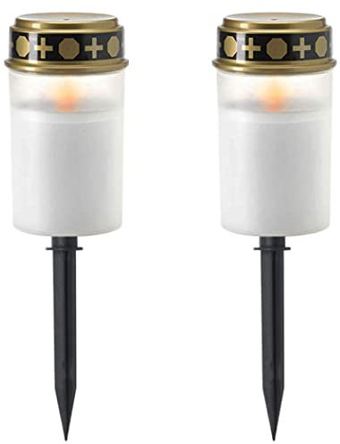 CUCUFA Lampada commemorativa di Luce Tomba Solare Candela a LED Elettronica Senza Fiamma per Il rituale del cimitero Esterno