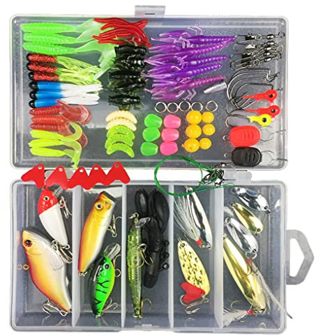 DoHTeck 88 Pcs Freshwater Fishing Bait Set, Realistic Fish Bait, Fishing Tackle Box, Best Fishing Gift