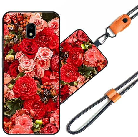 JEZSTHAI Handyhülle Kompatibel mit Samsung Galaxy J3 2017 Hülle Silikon Dünn mit Muster Design,Weiche Flexibel Stoßfeste Schutzhülle mit Handykette & Handykordel zum Umhängen,Nr.A03