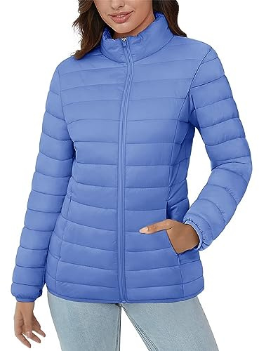 MAGCOMSEN Ladies Puffer Jackets Outdoor Down Jackets Waterproof Insulated Coats Quilted Padded Lightweight Jackets 6 Pockets