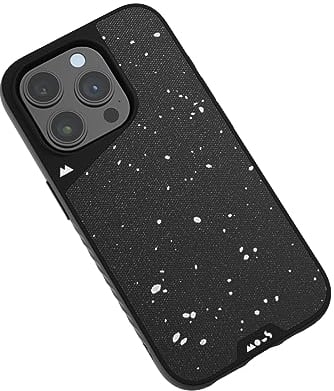 Mous for iPhone 15 Pro Case MagSafe Compatible - Limitless 5.0 - Speckled Black Fabric - Protective iPhone 15 Pro Case - Shockproof Phone Cover