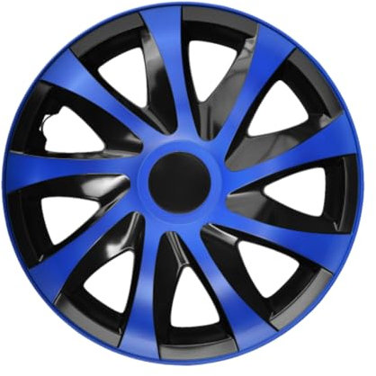 Luckyberg Radkappen 14 Zoll Draco | Zierkappen in vielen Farben, Radzierblenden 4er-Set für die meisten Automarken und Stahlfelgen. Felgenabdeckung für Autofelgen. (14 - BLAU/SCHWARZ)
