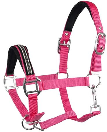 Brama West Pferderhalfter Shelly mit Strasssteinen - verstellbar - in Allen Größen - Pink - Gr. Pony