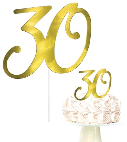 Oblique Unique® Torten Kuchen Topper mit Zahl Gold Aufsatz für Geburtstag Jubiläum Deko Muffin Cupcake Dekoration (Zahl 30)