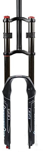 HedcO Downhill Mountain Bike Fork 26 27.5 29 1-1/8 Straight Tube Travel 130mm Air Front Suspension Fork QR 9mm Double Shoulder Control Suspension Forks for AM Bicycles (Black 26inch)