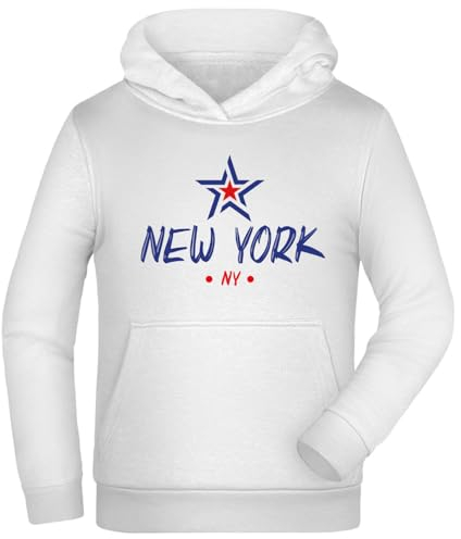 New York NY Sweatshirt - USA Weiß mit Kapuze und Tasche Nr. - Klicken Sie nach Größe anpassen, Weiß, M