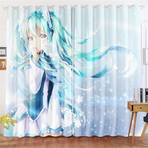 Fadaing Anime Verdunkelungsvorhänge Anime Mädchen Fantasy Blickdicht Vorhänge Cartoon Mädchen Manga Japanisch Verdunkelungsvorhang Für Schlafzimmer Kinderzimmer (100x140cm(BxH)/ 50x140cmx2,6)