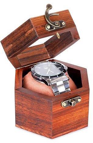 Uhrenbox für Herren, Einzelschlitz, Uhren-Vitrine, Herren-Uhrenbox, Organizer, dunkles Rosenholz, Uhrenaufbewahrung, Valentinstagsgeschenk, Uhren-Organizer, Halter für Reisen mit Glasdeckel