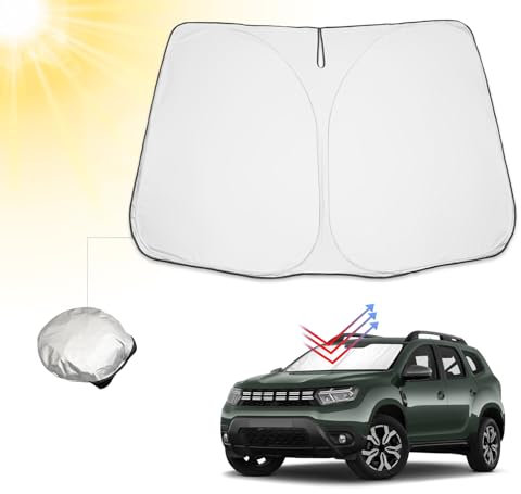 BIBIBO Parasol para Coche con protección UV Compatible con Dacia Duster 2018-2025, Parasol para Parabrisas Delantero, protección contra Rayos UV, Plegable