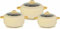 Casserole Pot Serving Dishes with Lids - 3pc Hot Pot Food Container Set Stainless Steel Inner (Ivory Glass Lid - 3pc Set 1.8L/2.4L/3.2L)
