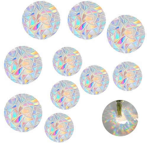 10 Pezzi Adesivi Anti Collisione Vetri - Arcobaleno Adesivi per Finestre per Uccelli Strike - Anti-Collisione Statico Arcobaleno Adesivi, Pellicola Protettiva per Finestra Colorata Opaca