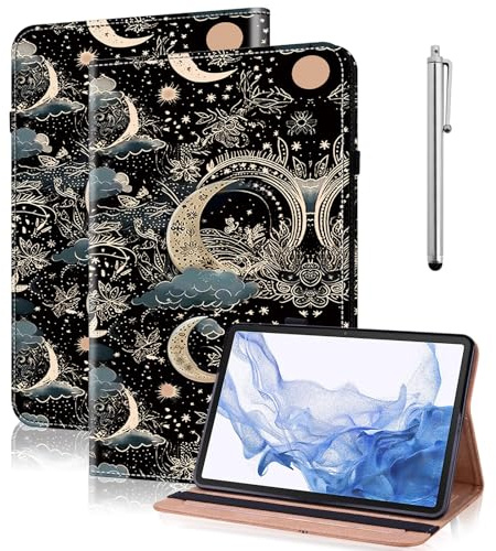 GLANDOTU Hülle für Fire HD 10 Tablet (13. Gen, 2023 Release) Schutzhülle, Flip PU Leder mit Stifthalter und Stand für Kindle Fire HD 10 2023/2021/HD 10 Plus 2021 - Mond