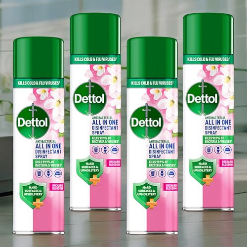 Pack Of 4 x 300ml All In One Disinfectant Spray Orchard Blossom,Suitable On Hard Surfaces & Upholstery(1200ml)
