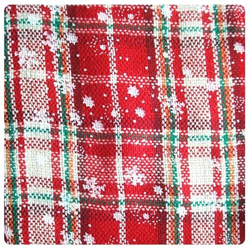 BrightGlow Stoff Meterware Karo Weihnachtsstoffe mit Schneeflocken Weihnachten Muster Stoff-Quadrate Dekorationsstoff mit Gingham-Muster Nähstoff DIY Stoff Karierter Stoff zum Nähen 2# 500X145cm